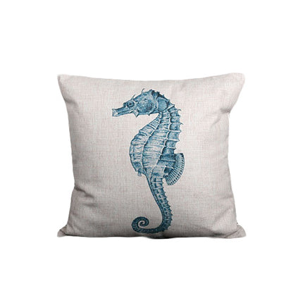 Mediterranean Ocean-Inspired Blue Cotton Cushion – Shell, Starfish, or Coral Design 🐚🌊