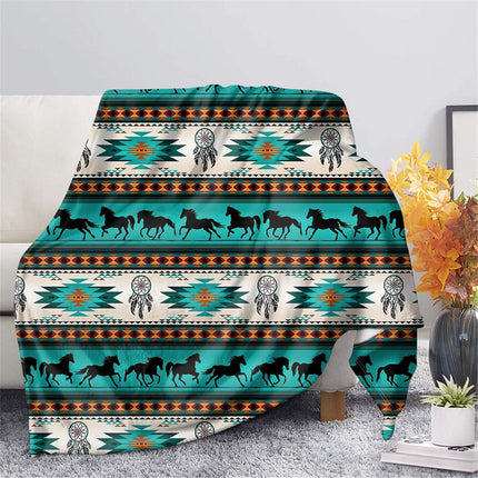Bohemian Flannel Blanket | Tribal Pattern Cosy Throw
