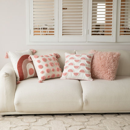 Blush Tassel Cushion Covers – Playful Sofa Pillow, 5 Designs | Ikeame