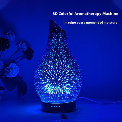 3D Glass Wood Grain Bevel Ultrasonic Cool Mist Humidifier