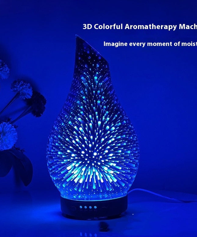 3D Glass Wood Grain Bevel Ultrasonic Cool Mist Humidifier
