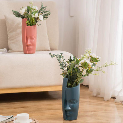 Abstract Face Vase – European Art Style Statement Piece