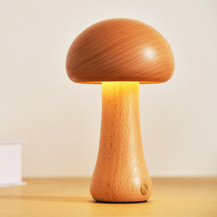 Solid Wood Mushroom Ambience Light Bedside LED Table Lamp