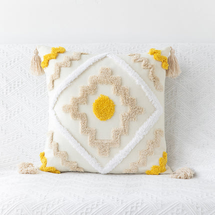 Bohemian Tufted Cushion Cover | Geometric Tassel Pillow
