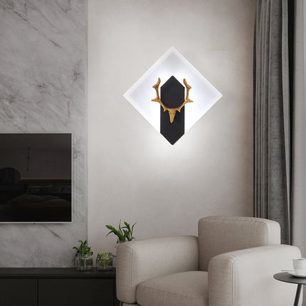 Acrylic Antlers LED Wall Light – Circle or Square Modern Decorative Lamp