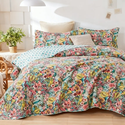 Quilted Cotton Bedspread | Floral Paisley Coverlet Set
