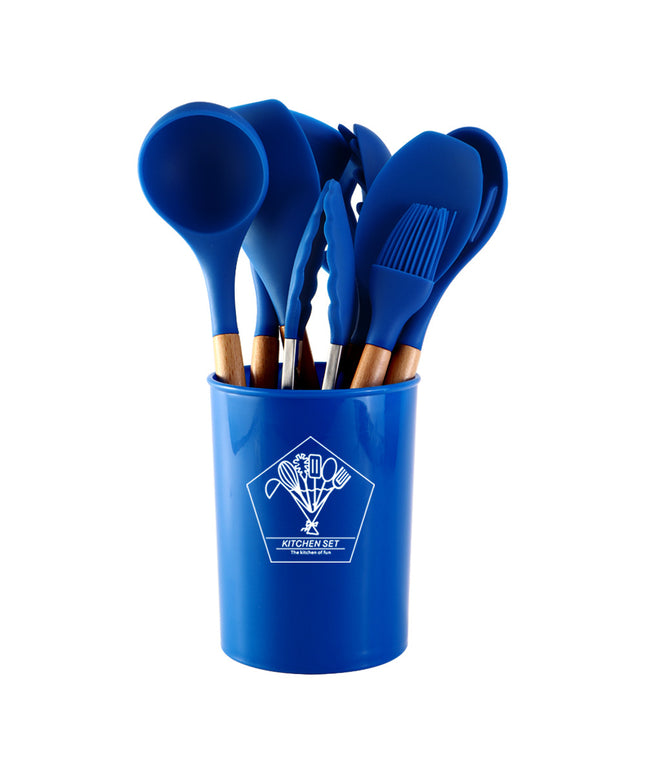 12 Piece Silicone Kitchen Utensil Set | Beech Wood Handles