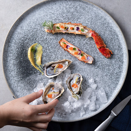 Porcelain Plates 🍽️ – Blue Grey Concentric Circles, 20cm or 25cm