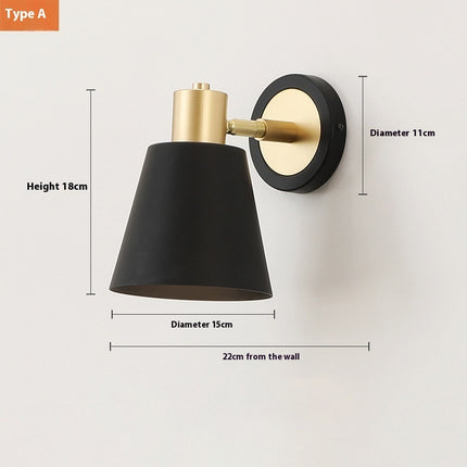 Nordic Style Black & Gold Wall Light – 4 Shade Designs | LED Iron Lamp