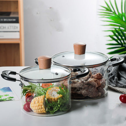 High Borosilicate Glass Pan 🍲 – Transparent, 1500ml or 2000ml