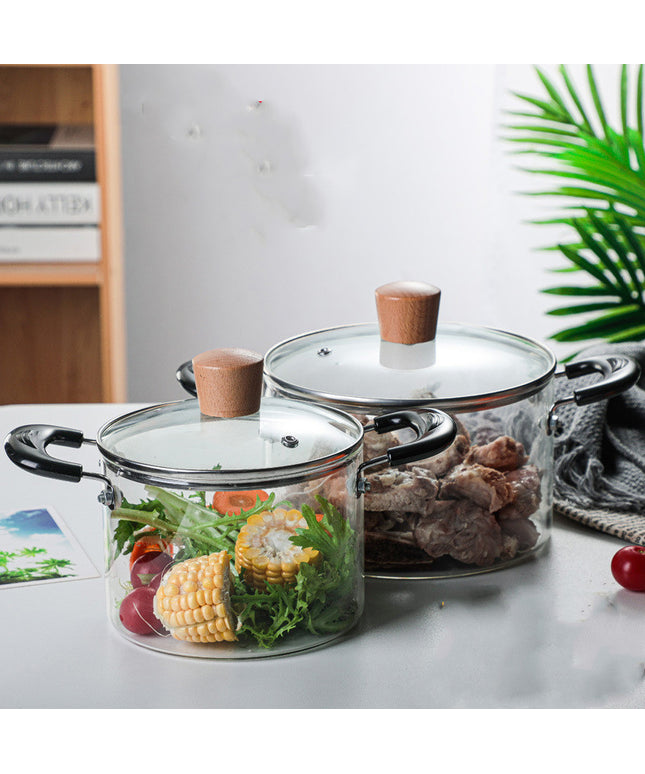 High Borosilicate Glass Pan 🍲 – Transparent, 1500ml or 2000ml