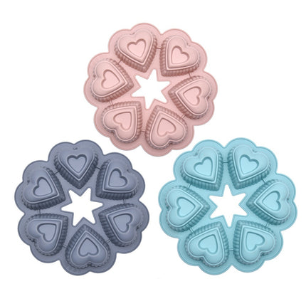 6-Piece Heart Silicone Mould 💖 – Nordic Pink, Green, Grey