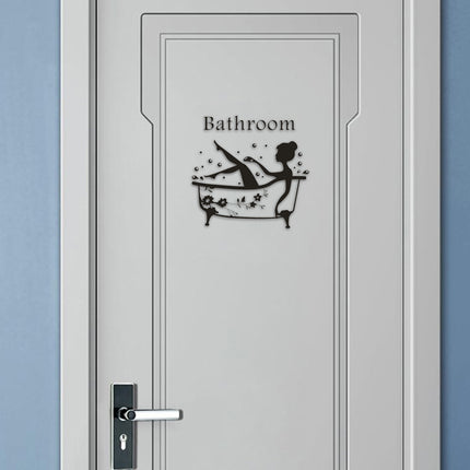 3D Acrylic Mirror Bathroom Door Logo Sticker ✨🚻