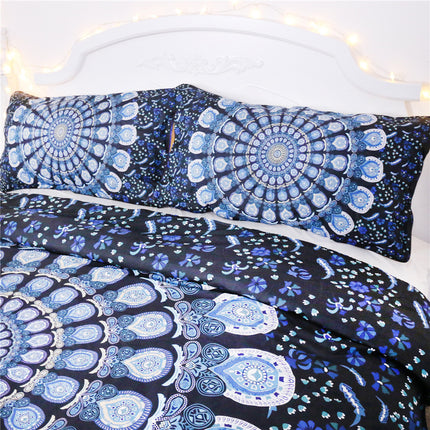 Blue Peacock Mandala Pattern Bedding