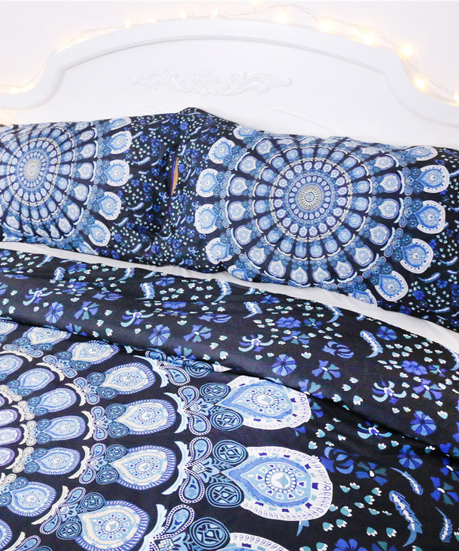 Blue Peacock Mandala Pattern Bedding