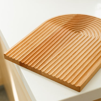 Geometric Wooden Tray – Curved Arc Design | Elegant Serving & Display