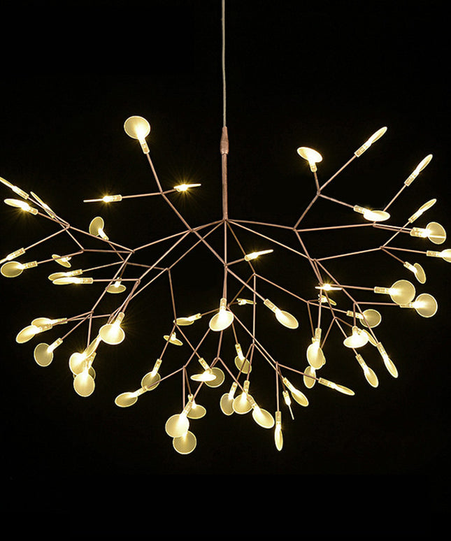 Nordic Style Leafy Branch Chandelier – Acrylic Leaves | LED Modern Lighting