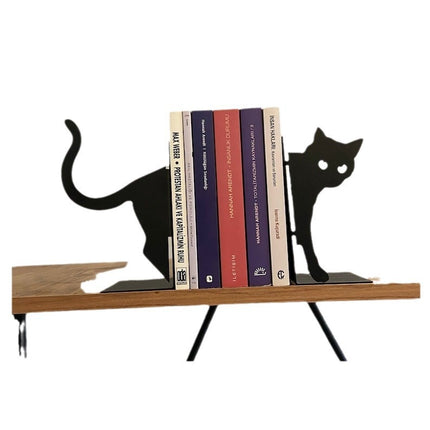 Black Cat Bookends | Metal Bookend Shelf Décor
