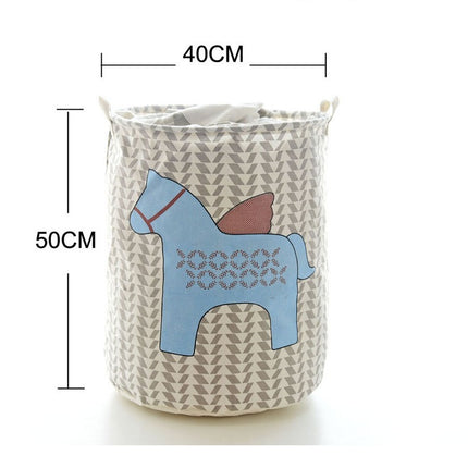 Cartoon Horse Laundry Basket | Large Canvas Waterproof Storage – Ikeame