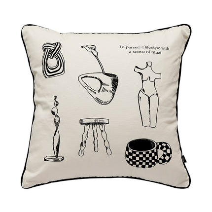 Monochrome Artistic Cushion – Cotton Modern Pillow & Covers | Ikeame