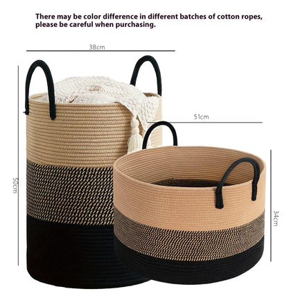 Cotton Rope Storage Basket - Large Woven Organiser in 9 colours (single or set)
