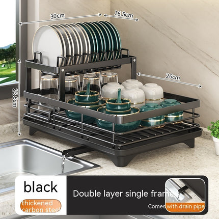 Premium Dish Drying Rack Carbon Steel Kitchen Storage Organiser