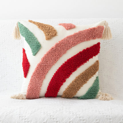 Handwoven Tufted Cushion Cover | Colourful Modern Pillow 45x45