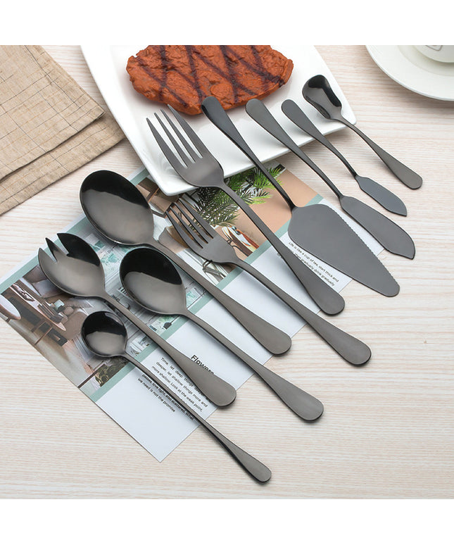 Black Stainless Steel Cutlery 🍽️ – 30-Piece Modern Dining Set
