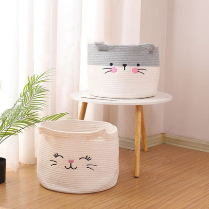 Cat Face Storage Basket - Cotton Rope Cute Organiser