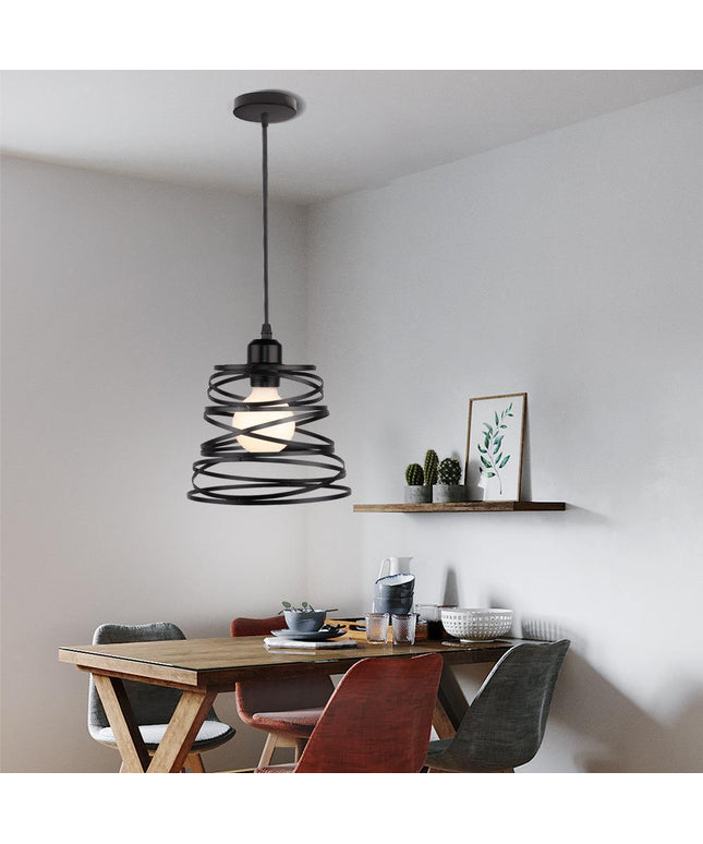 Spring Chandelier – Nordic Retro Iron Droplight (Black or White)