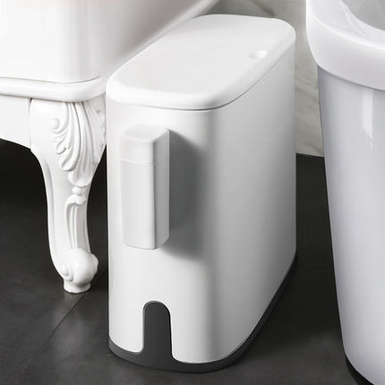 🗑️ Push-Type Bathroom Bin with Side Bin Bag Storage – 10L