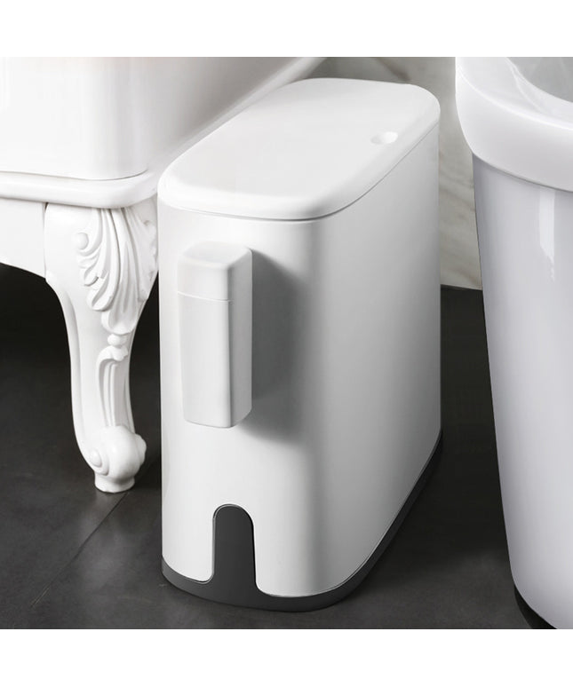 🗑️ Push-Type Bathroom Bin with Side Bin Bag Storage – 10L