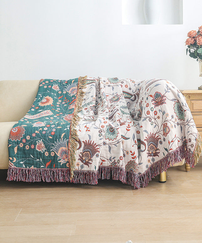 Reversible Cotton Sofa Cover | Paisley Floral Throw