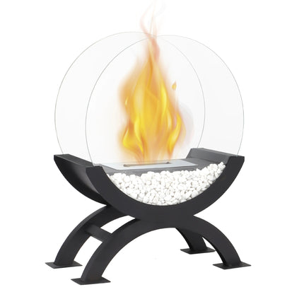 Modern Desktop Fireplace – Black Arch Semi-Circle | Ikeame