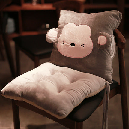 Cute Animal Seat Cushion with Backrest | Plush Chair Hugger