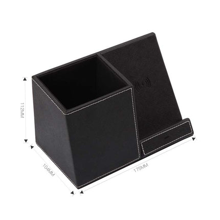 Leather Wireless Charging Pen Holder – 3-in-1 Desk Organiser
