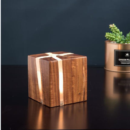 Solid Wood Cube Wall Lamp – Nordic Crack Effect Lighting | Ikeame