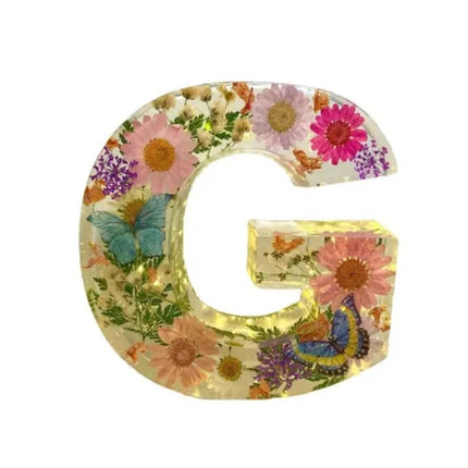 Letter Flower Transparent Flowers Resin Night Light Ornaments