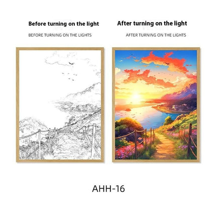Decorative Painting Small Night Lamp Creative Photo Frame Table Decoration