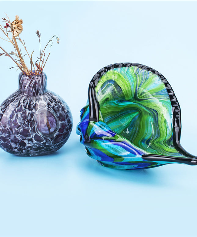 Glass Conch Shell Ornament | Blue Green Coastal Décor