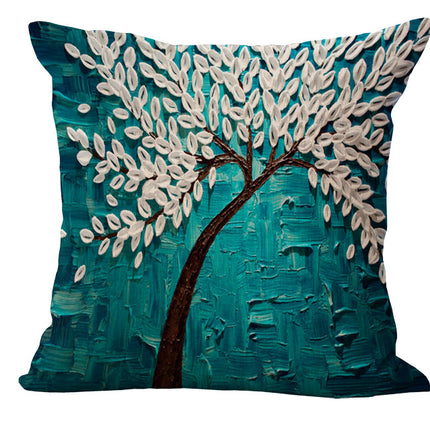 Oil Painting Cushion Cover | Artistic Cotton Linen Pillow 45x45