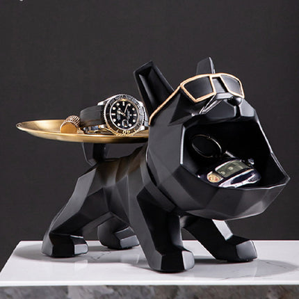 Bulldog Key Storage Tray Black Gold Geometric Organiser