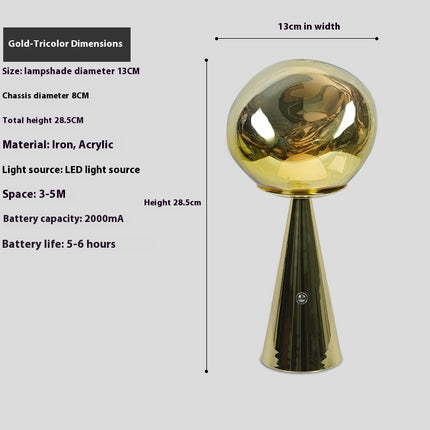 Irregular Glass Sphere Table Lamp – Rechargeable Volcanic Lava Mini Light (4 Colours)