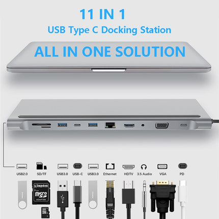 🔌 11-in-1 Laptop Expansion Dock – Power Up Your Workspace