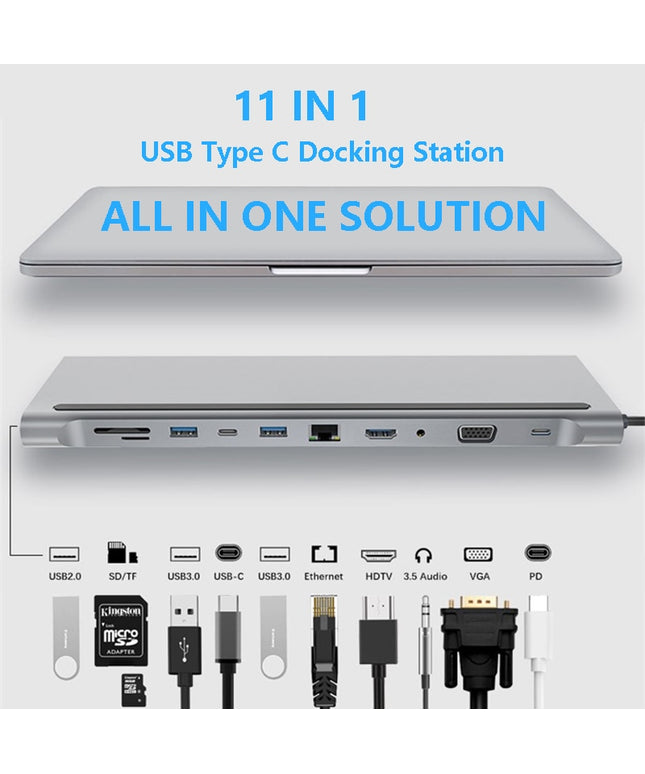 🔌 11-in-1 Laptop Expansion Dock – Power Up Your Workspace