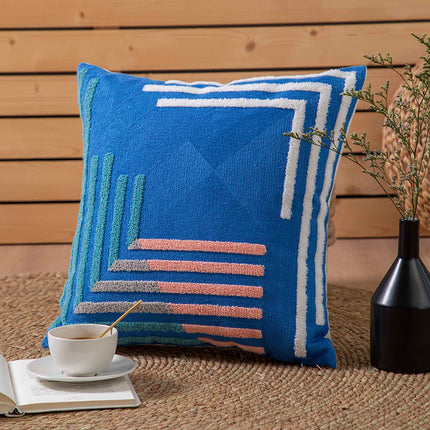 Cotton Towelled Embroidered Cushion Cover in Modern Abstract Design 🎨🧵
