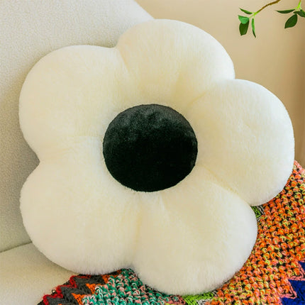 Flower Shaped Plush Cushion – Green or Black Petals | Super Soft Pillow
