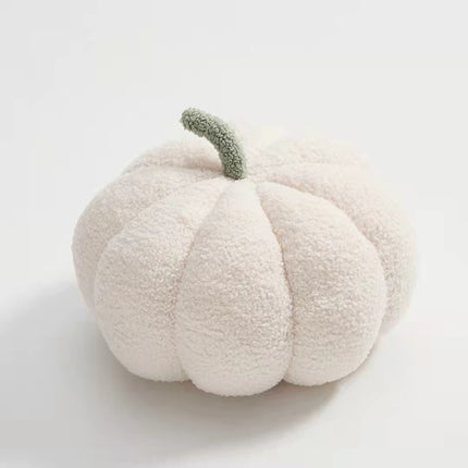 Fleece Small Pumpkin Sofa Cushion – in Citrus Orange, Milky White & Brown
