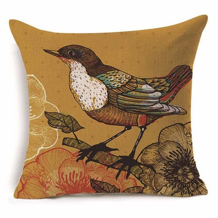 Bird Cushion Covers – Colourful Parakeet & Branch Pattern