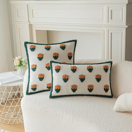 Orange Tufted Small Flower Cushion Cover | Bright & Cosy